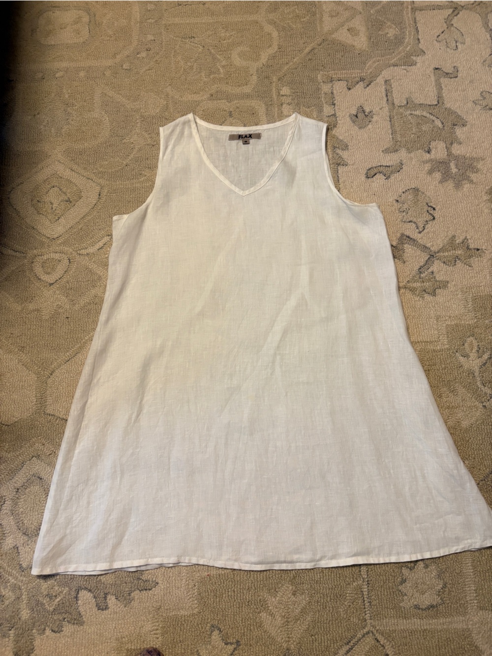 Flax Cream Sleeveless Linen V-Neck Tunic